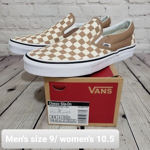 New Vans Brown Checkered Classic Slip On Shoes